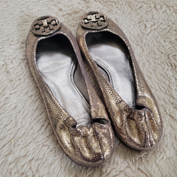 Tory Burch Gold Leather Flats - Picture 5 of 6